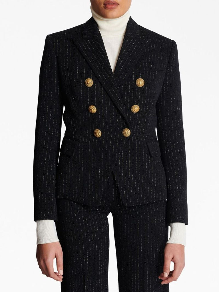 Black Lurex Pinstripe Double-breasted Blazer
