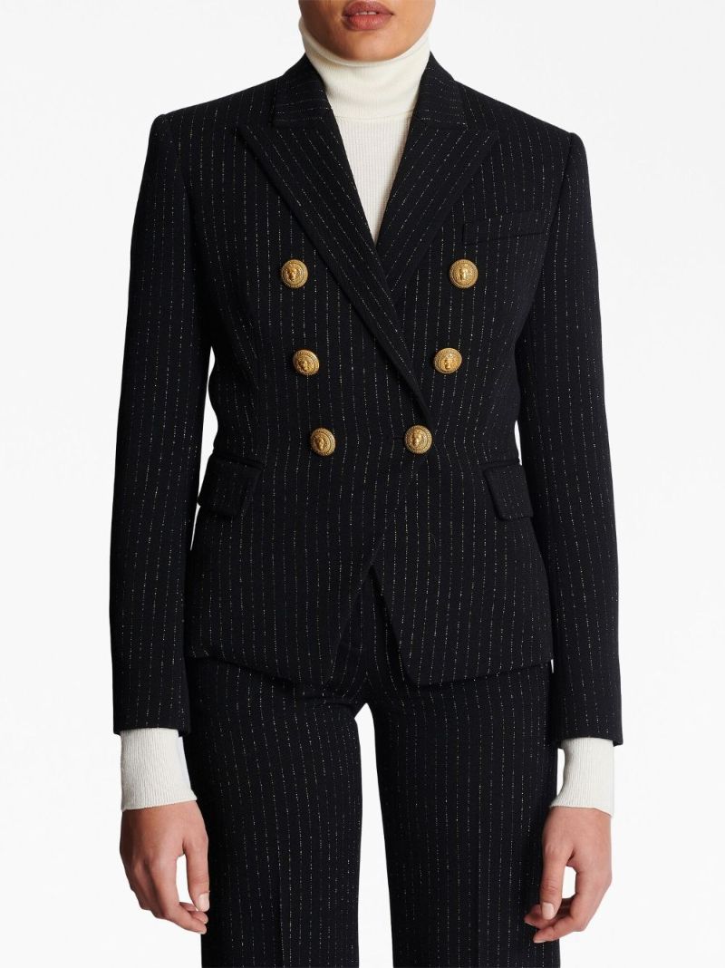 Black Lurex Pinstripe Double-breasted Blazer