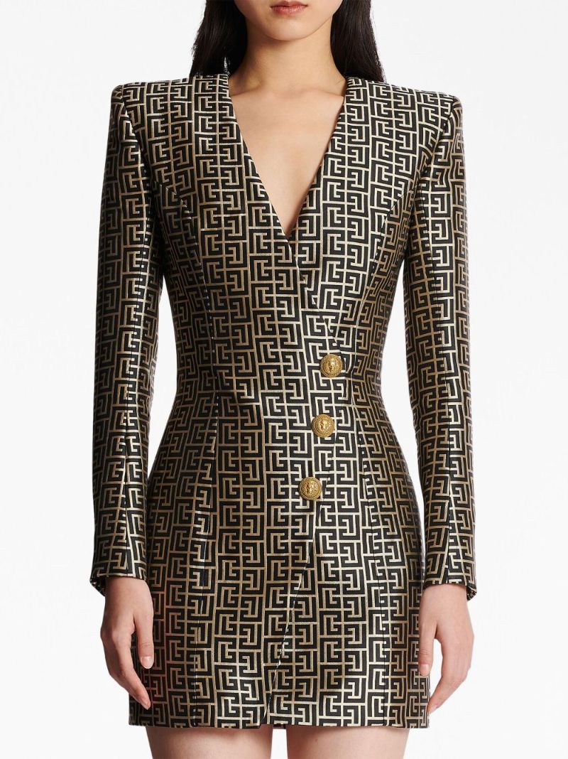 Black Monogram Blazer Mini Dress