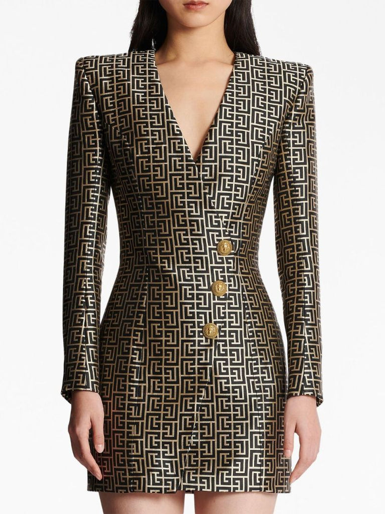 Black Monogram Blazer Mini Dress
