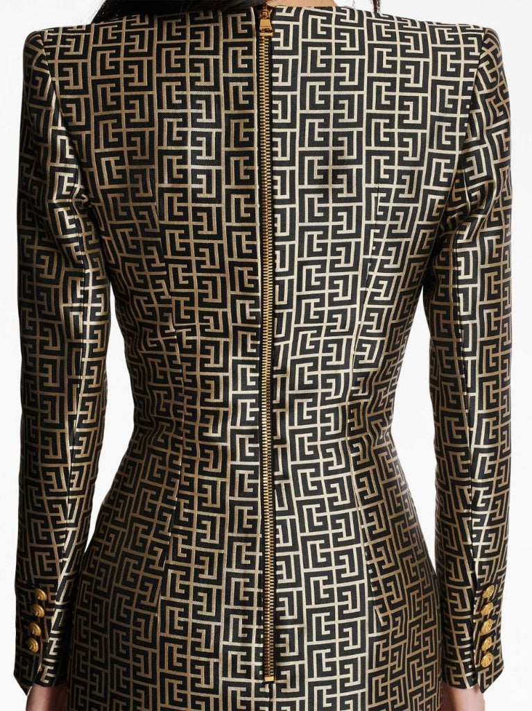 Black Monogram Blazer Mini Dress