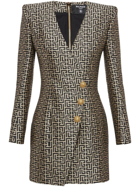 Black Monogram Blazer Mini Dress