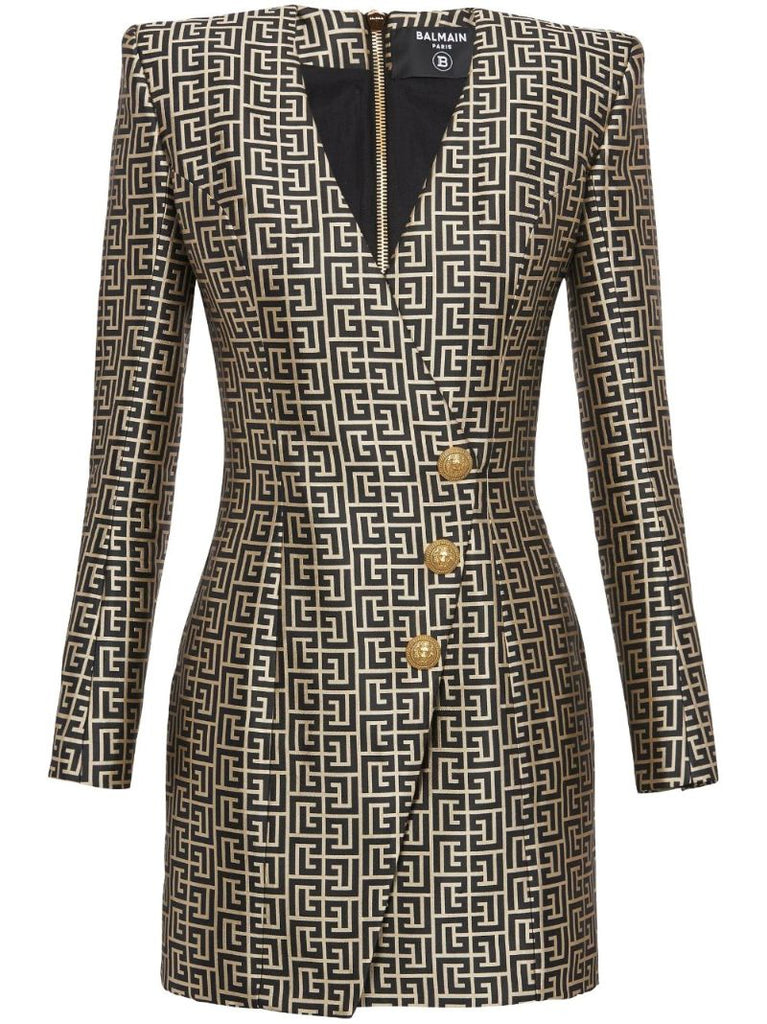 Black Monogram Blazer Mini Dress
