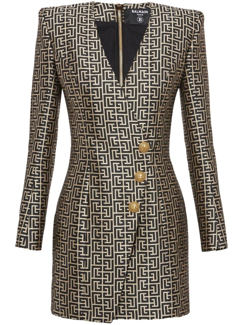 Black Monogram Blazer Mini Dress