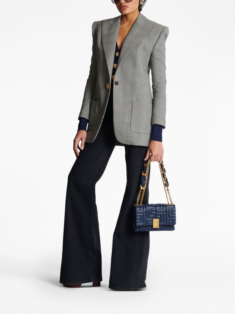 Grey Prince of Wales Check Wool Blazer