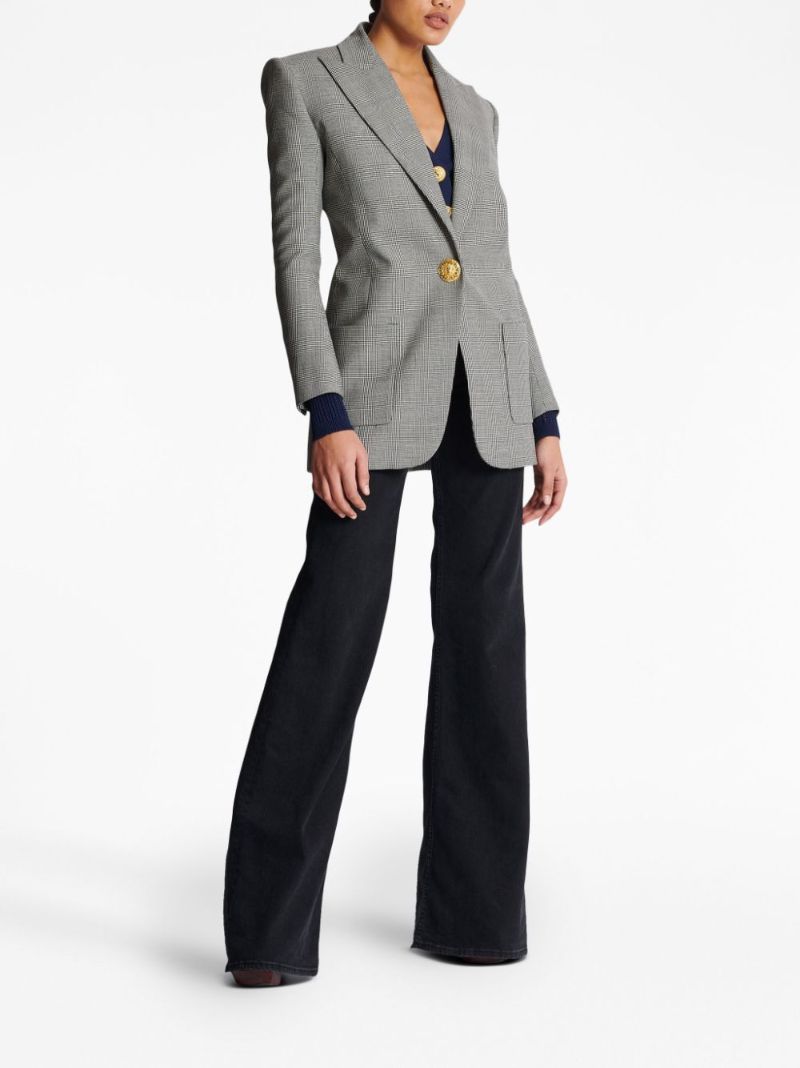 Grey Prince of Wales Check Wool Blazer
