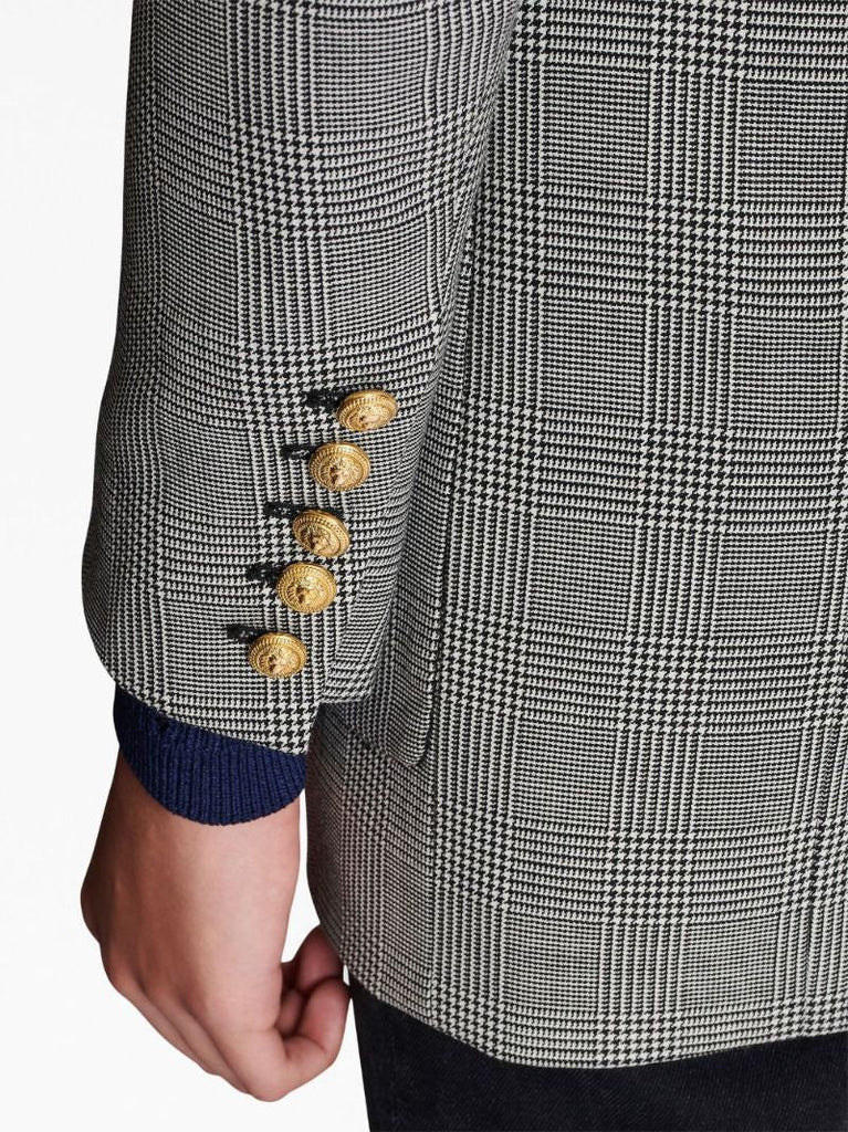 Grey Prince of Wales Check Wool Blazer
