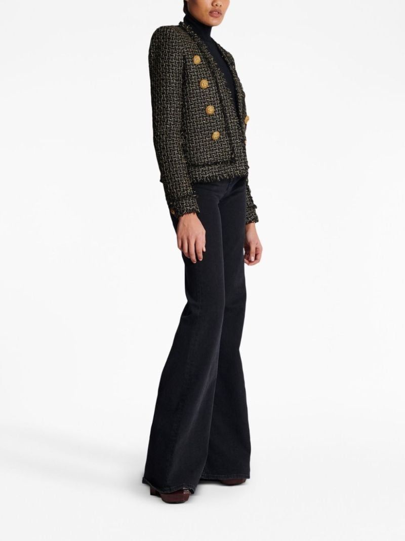 Black Fringed Tweed Blazer