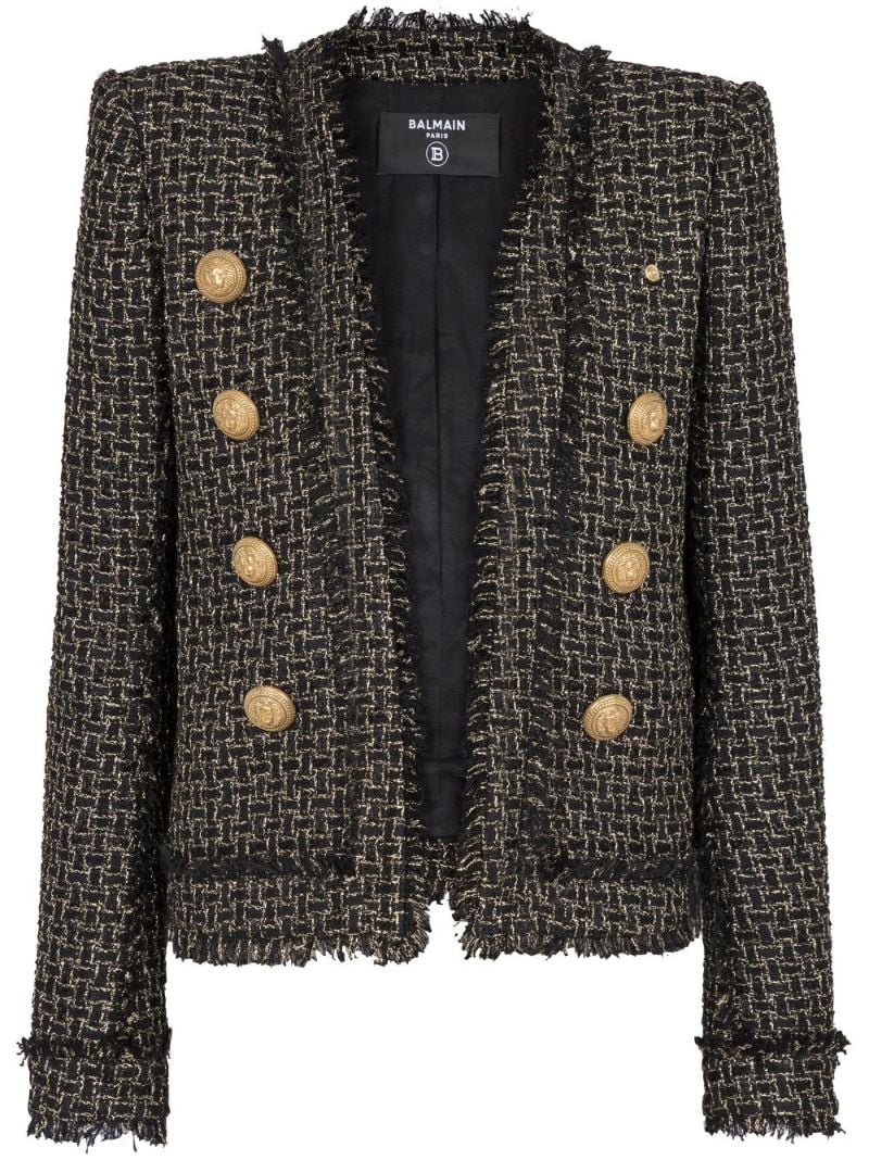 Black Fringed Tweed Blazer