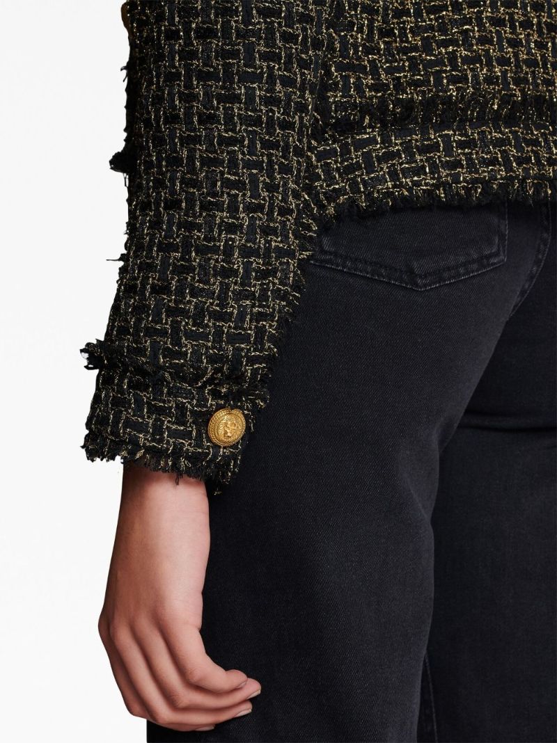 Black Fringed Tweed Blazer