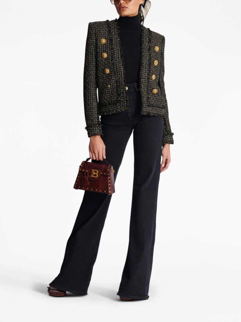 Black Fringed Tweed Blazer