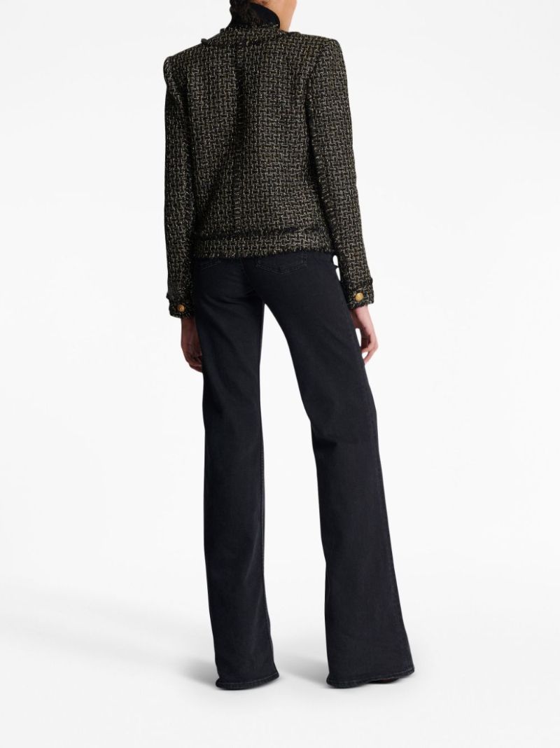 Black Fringed Tweed Blazer
