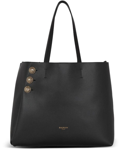 Black EmblÃ_x0083_Â¨me Leather Tote Bag