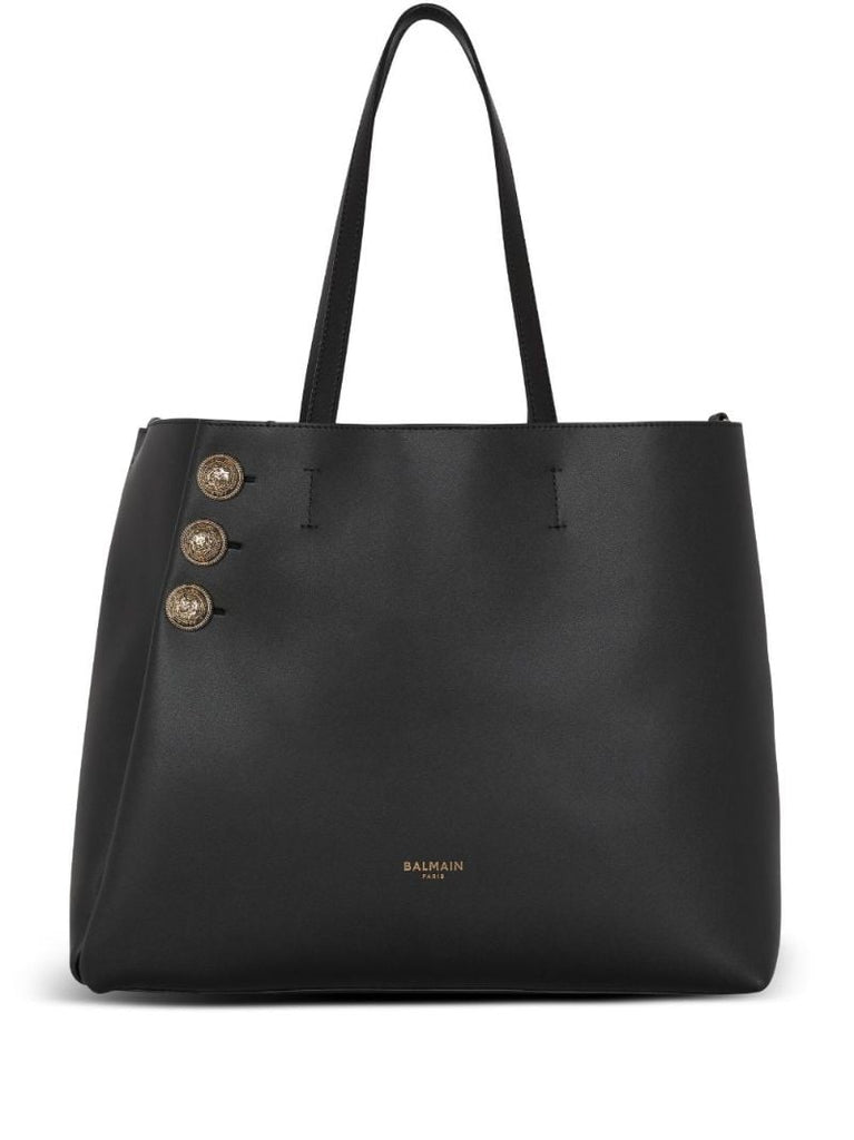 Black EmblÃ_x0083_Â¨me Leather Tote Bag
