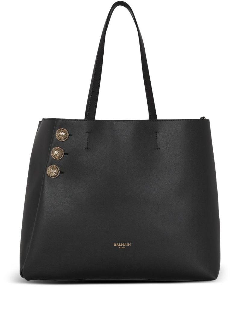 Black EmblÃ_x0083_Â¨me Leather Tote Bag