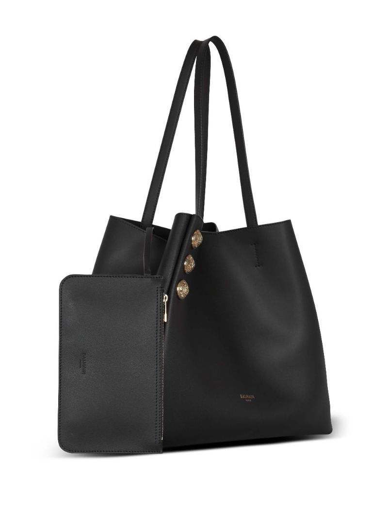 Black EmblÃ_x0083_Â¨me Leather Tote Bag
