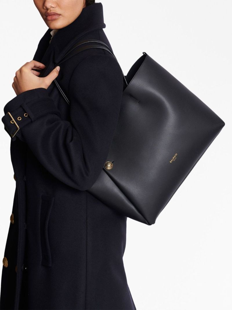 Black EmblÃ_x0083_Â¨me Leather Tote Bag