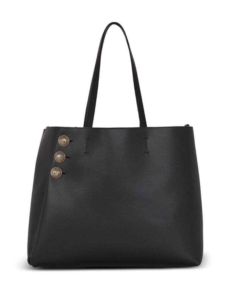 Black EmblÃ_x0083_Â¨me Leather Tote Bag