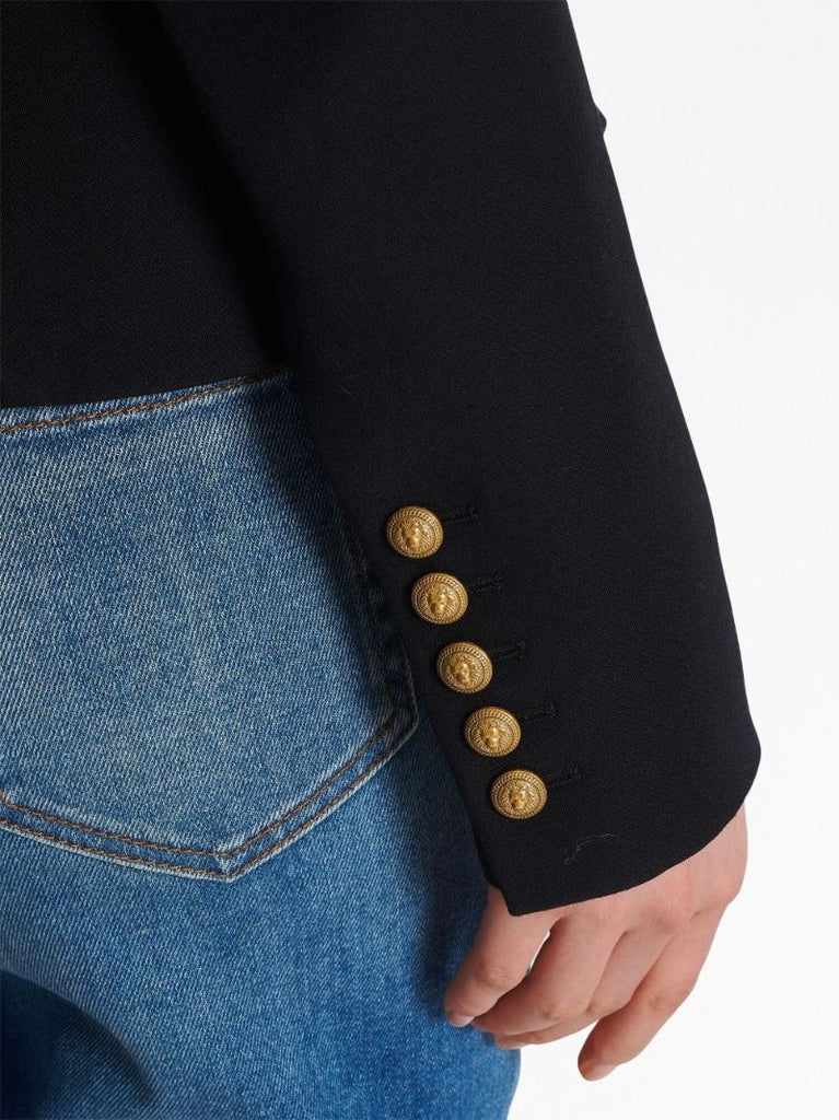 Black Wool Double-breasted Blazer