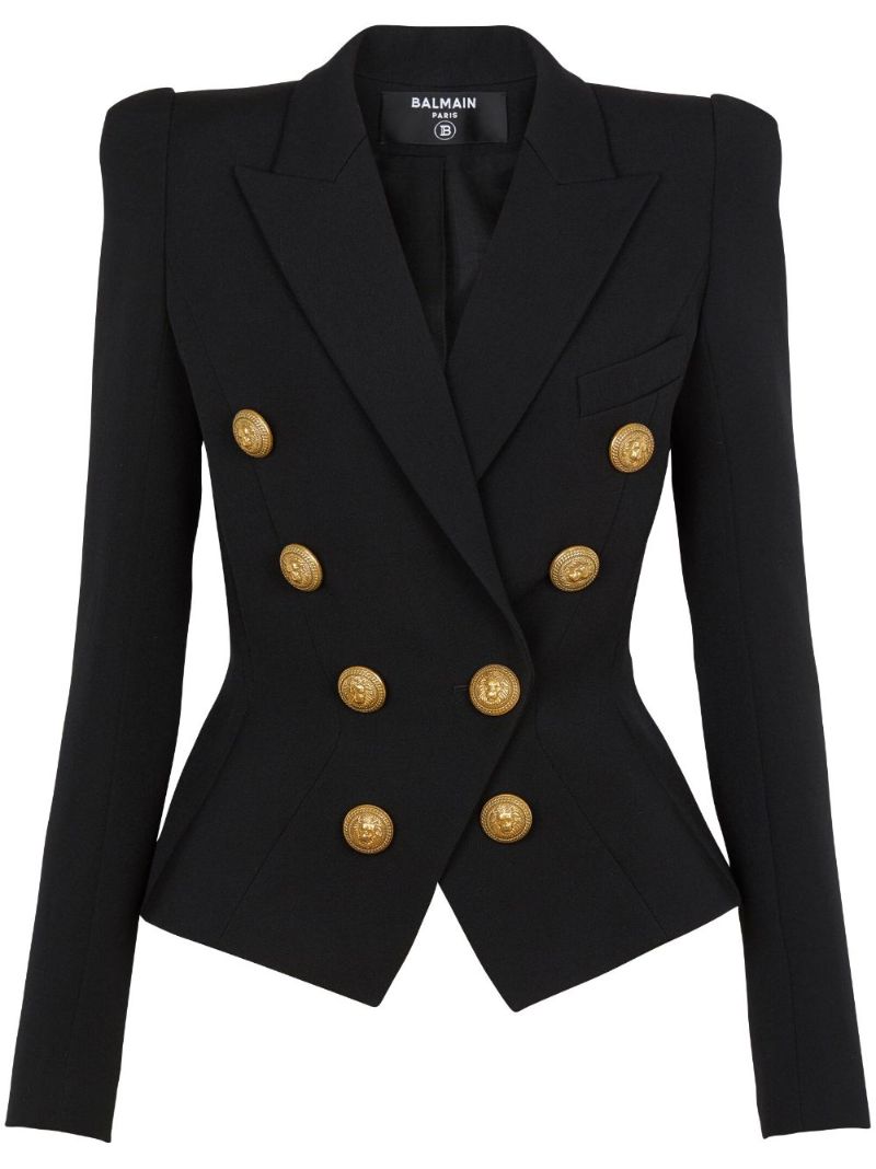 Black Wool Double-breasted Blazer