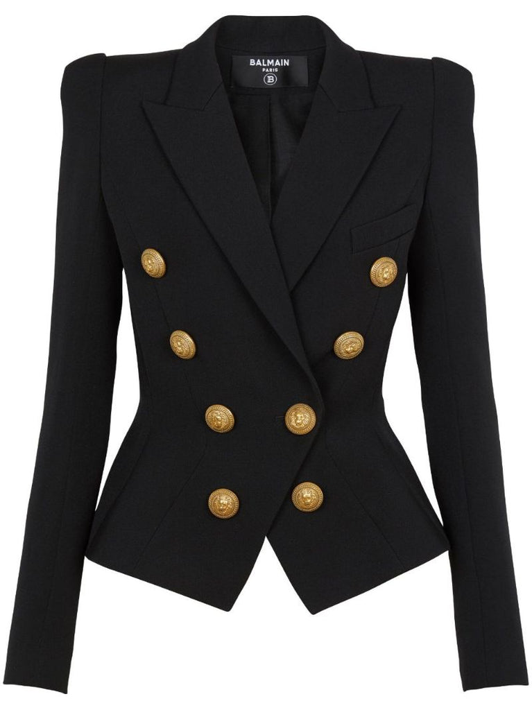 Black Wool Double-breasted Blazer