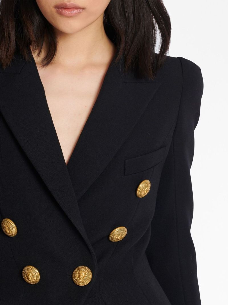 Black Wool Double-breasted Blazer