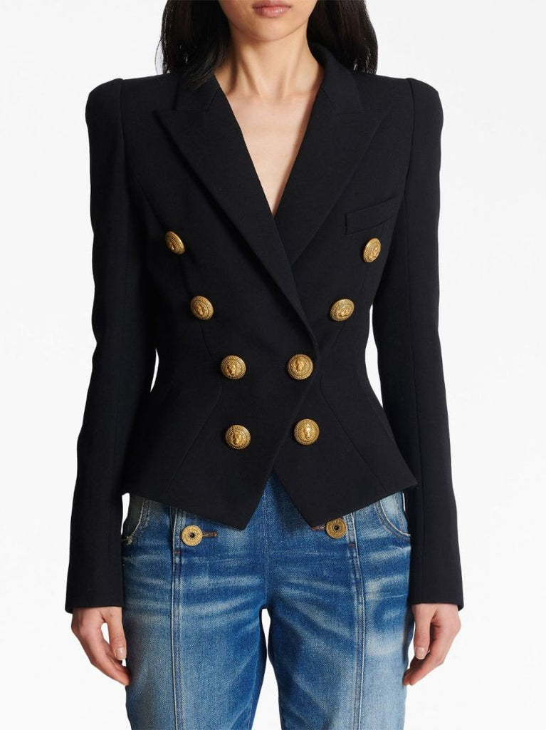 Black Wool Double-breasted Blazer