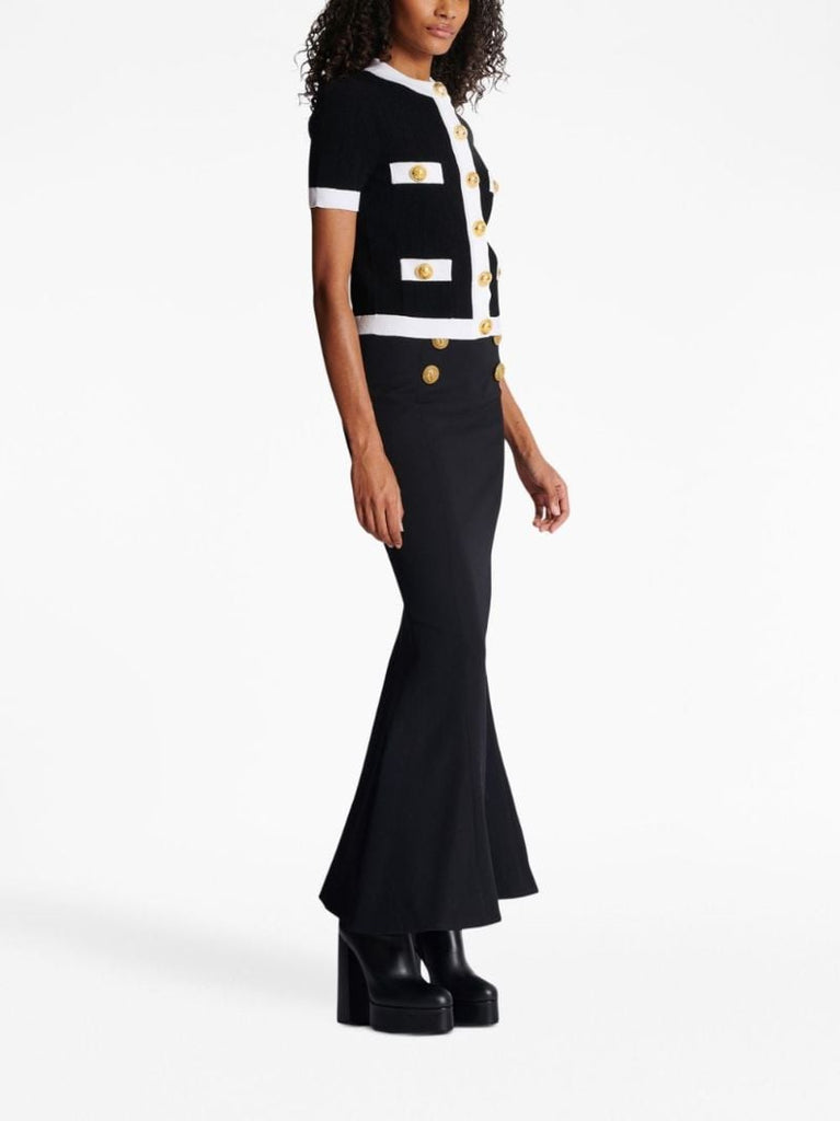 Black Contrast Trim Short Sleeve Cardigan