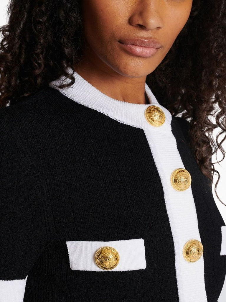 Black Contrast Trim Short Sleeve Cardigan