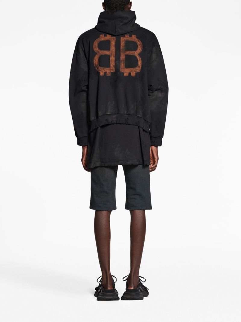 Black Crypto Bb-print Cotton Hoodie