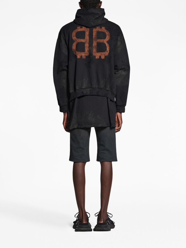 Black Crypto Bb-print Cotton Hoodie