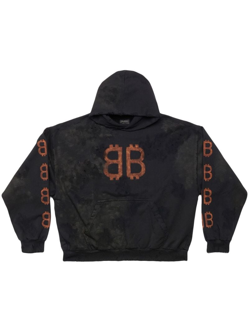 Black Crypto Bb-print Cotton Hoodie