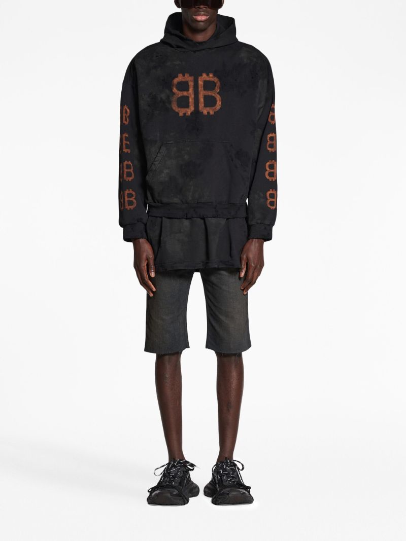 Black Crypto Bb-print Cotton Hoodie