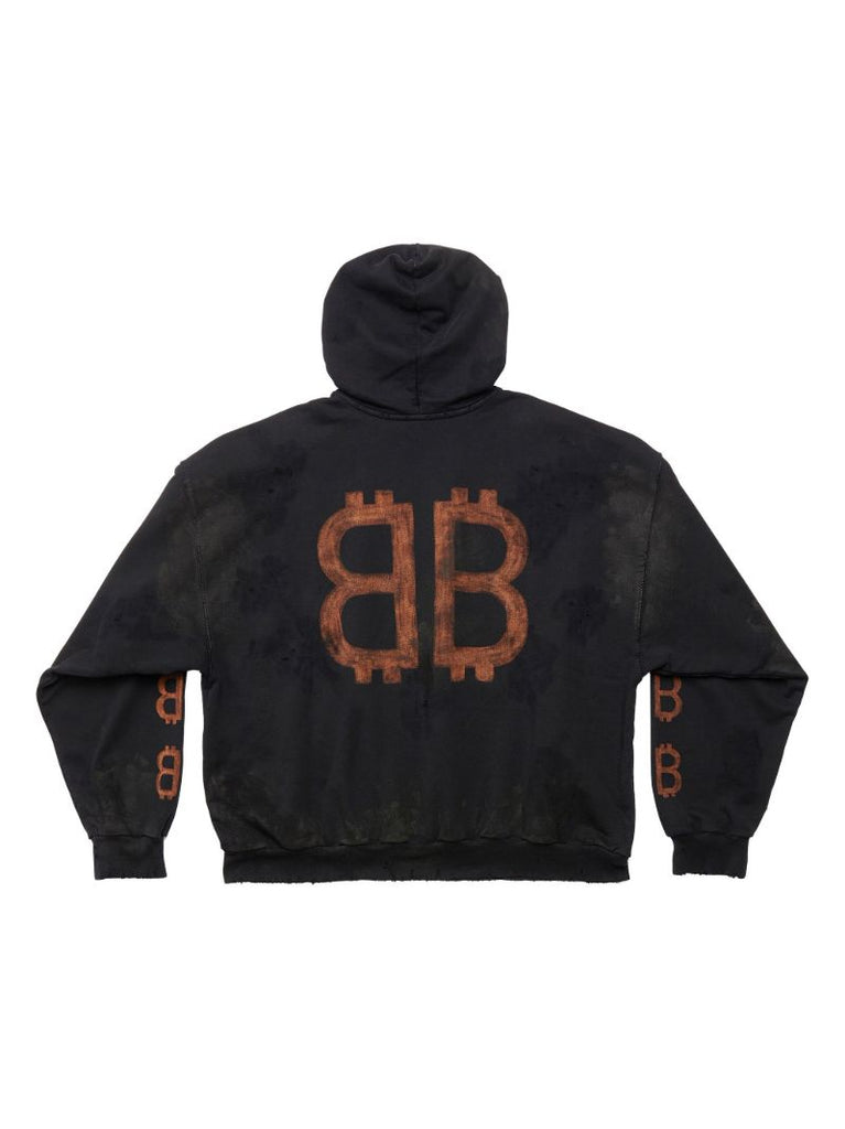 Black Crypto Bb-print Cotton Hoodie