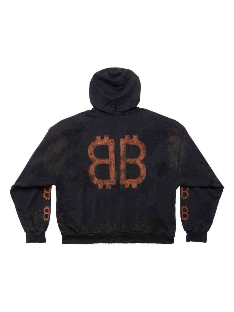 Black Crypto Bb-print Cotton Hoodie