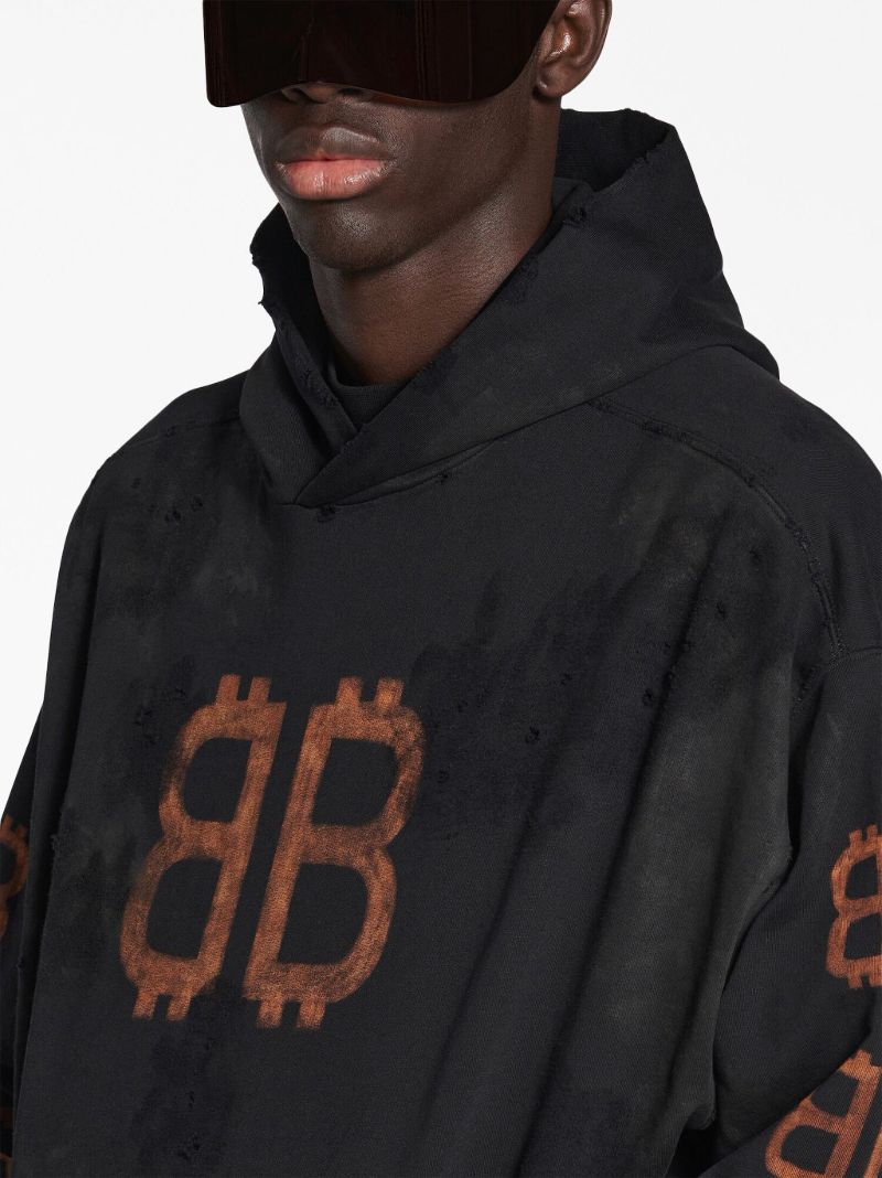 Black Crypto Bb-print Cotton Hoodie