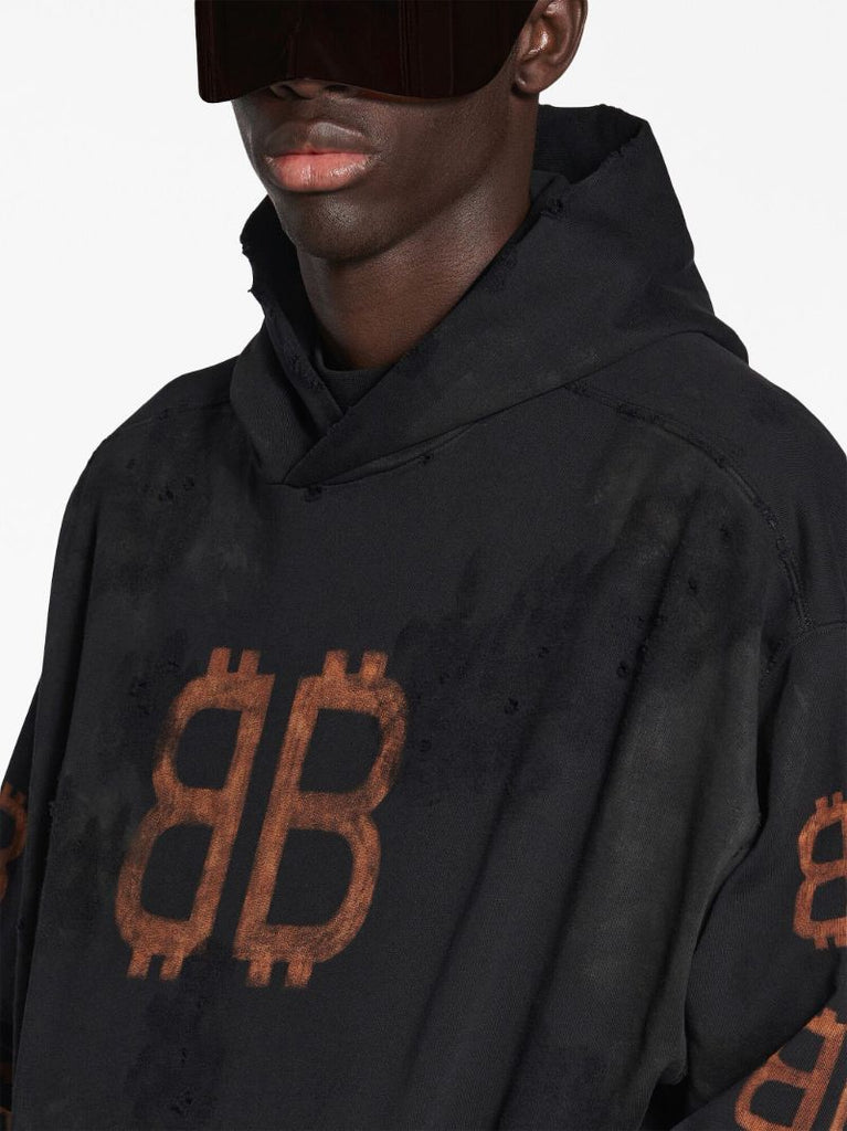 Black Crypto Bb-print Cotton Hoodie