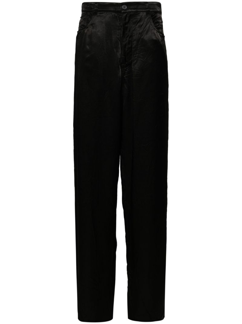 Black Satin Straight Trousers