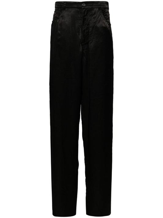 Black Satin Straight Trousers