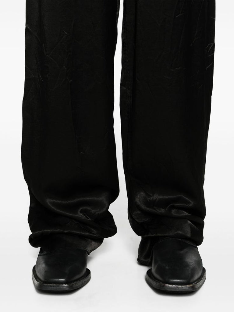 Black Satin Straight Trousers