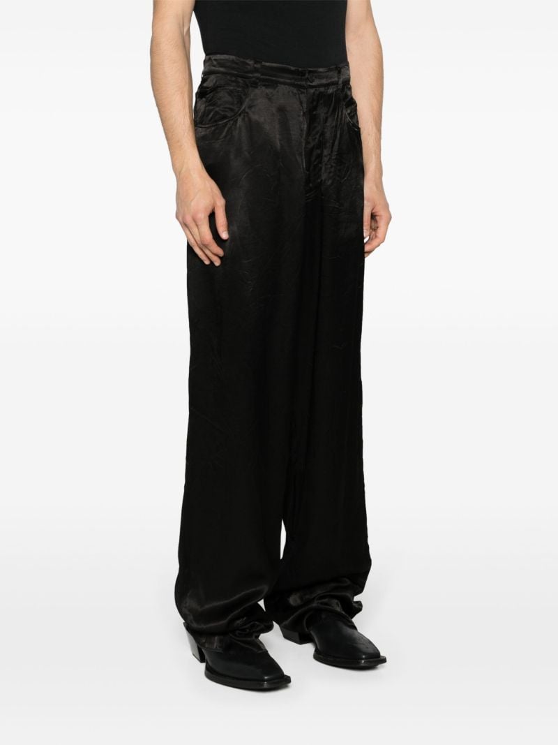 Black Satin Straight Trousers