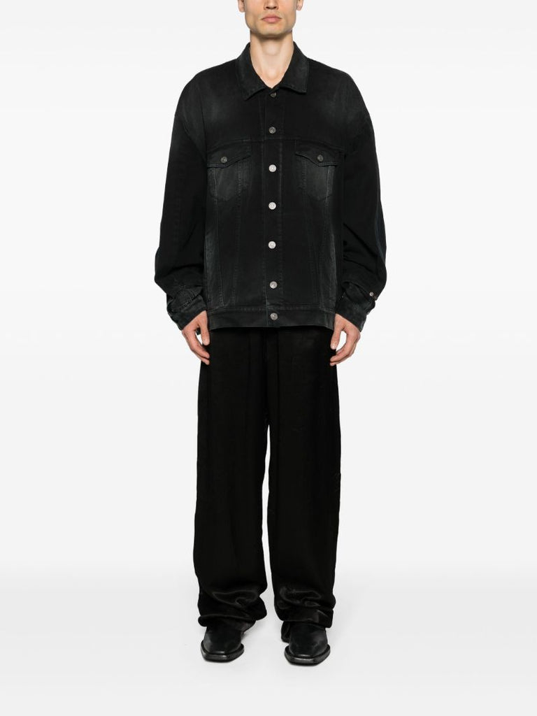 Black Satin Straight Trousers