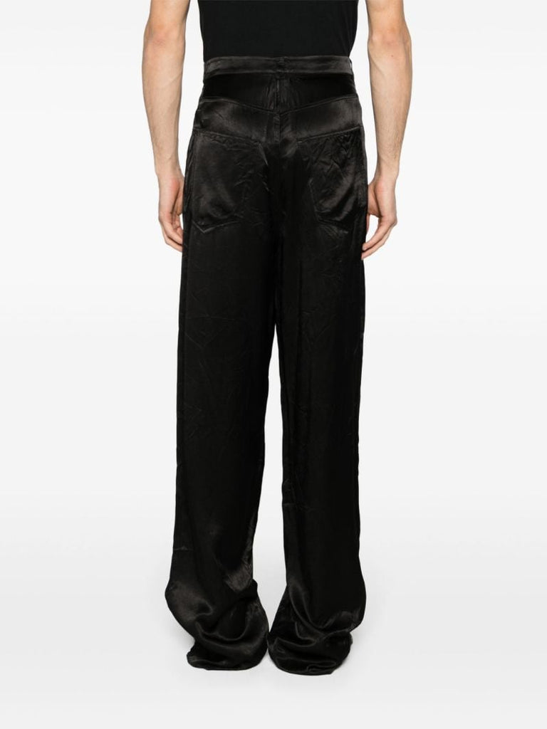 Black Satin Straight Trousers
