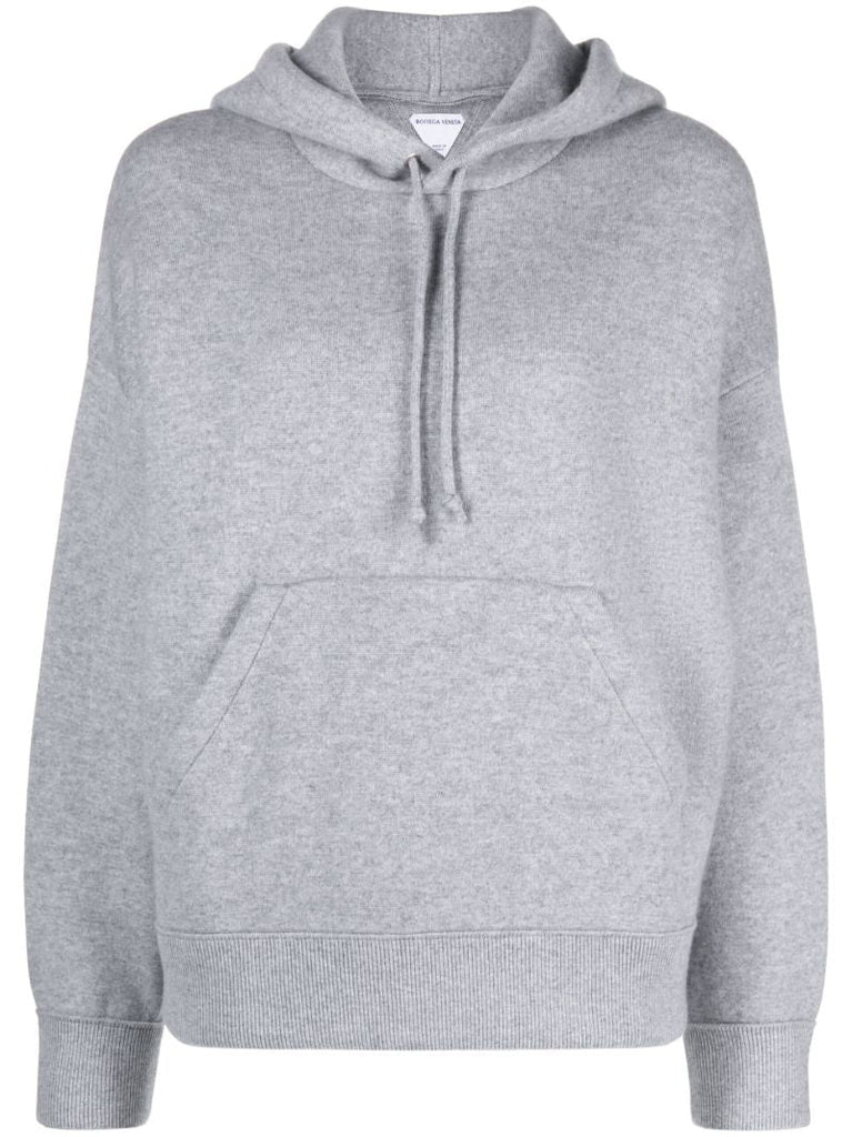 Grey Cashmere Drawstring Hoodie