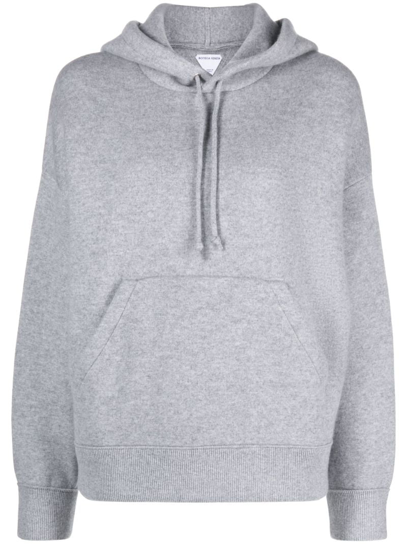 Grey Cashmere Drawstring Hoodie
