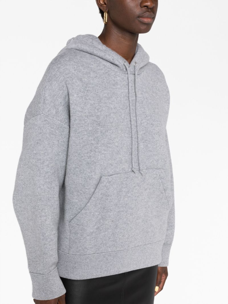 Grey Cashmere Drawstring Hoodie