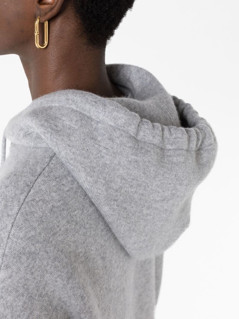 Grey Cashmere Drawstring Hoodie