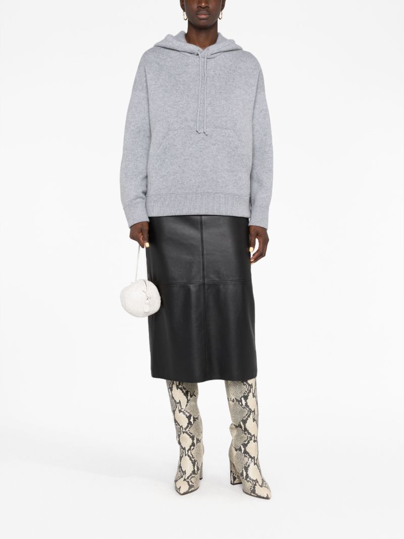 Grey Cashmere Drawstring Hoodie