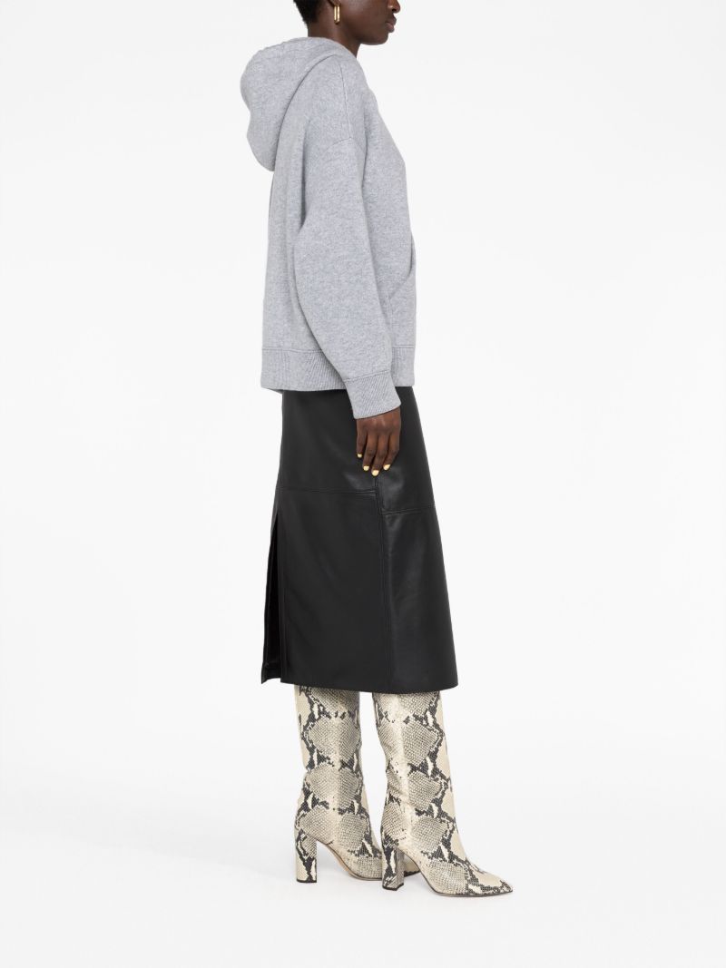 Grey Cashmere Drawstring Hoodie