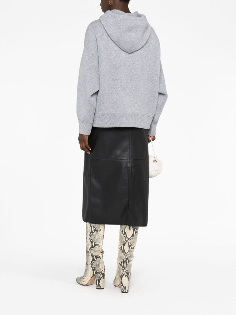 Grey Cashmere Drawstring Hoodie